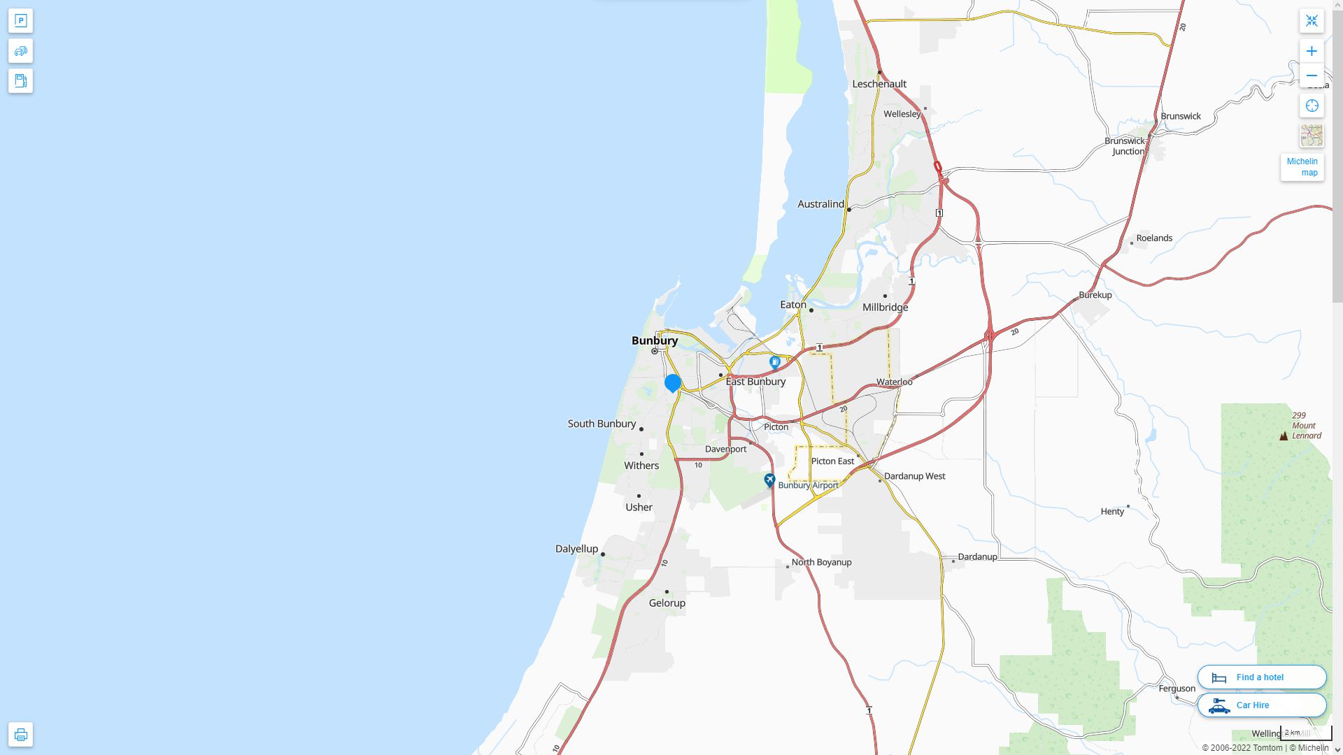 Bunbury Highway and Road Map